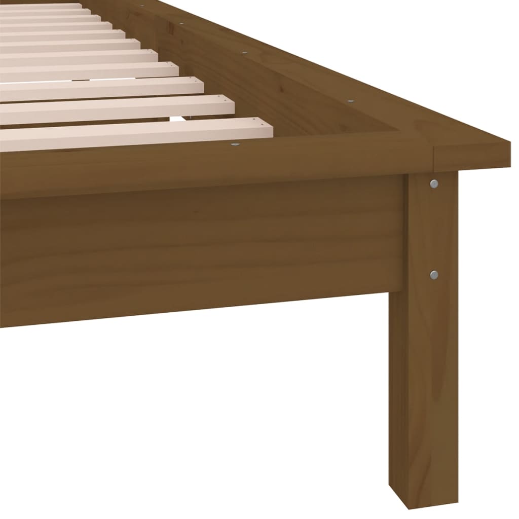 Solid wood bed with LEDs honey brown 75x190 cm