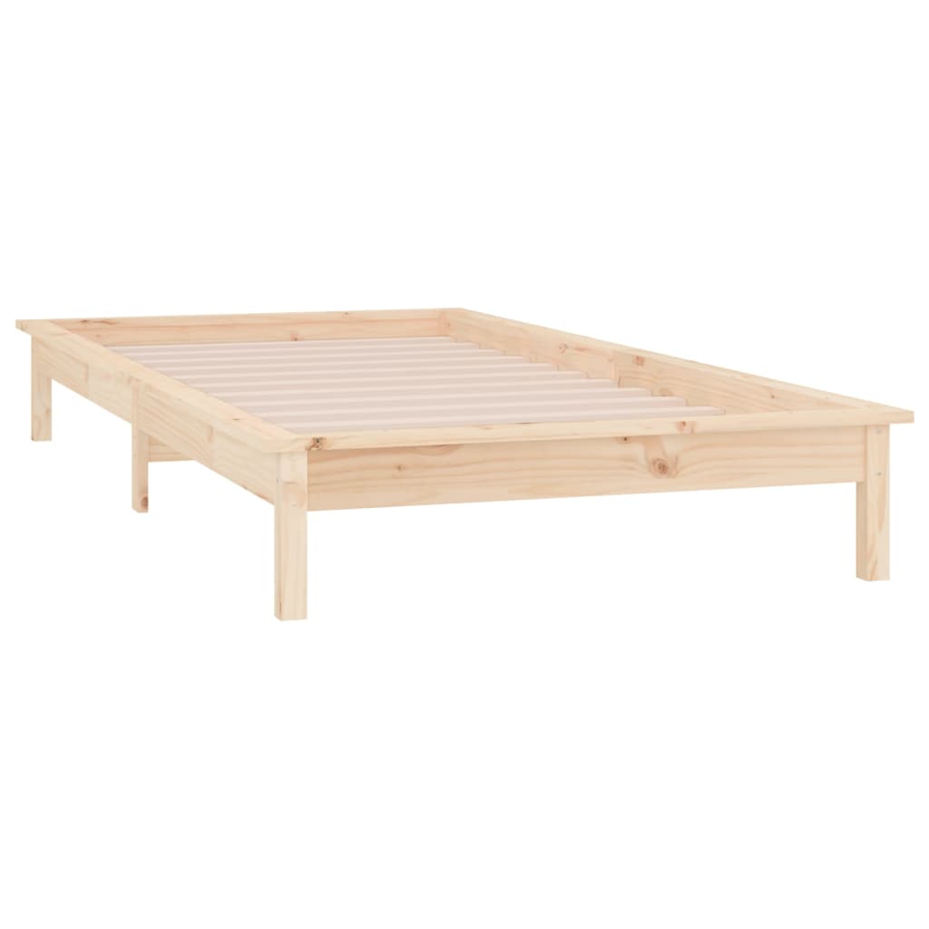 solid wood bed with LEDs 90x190 cm