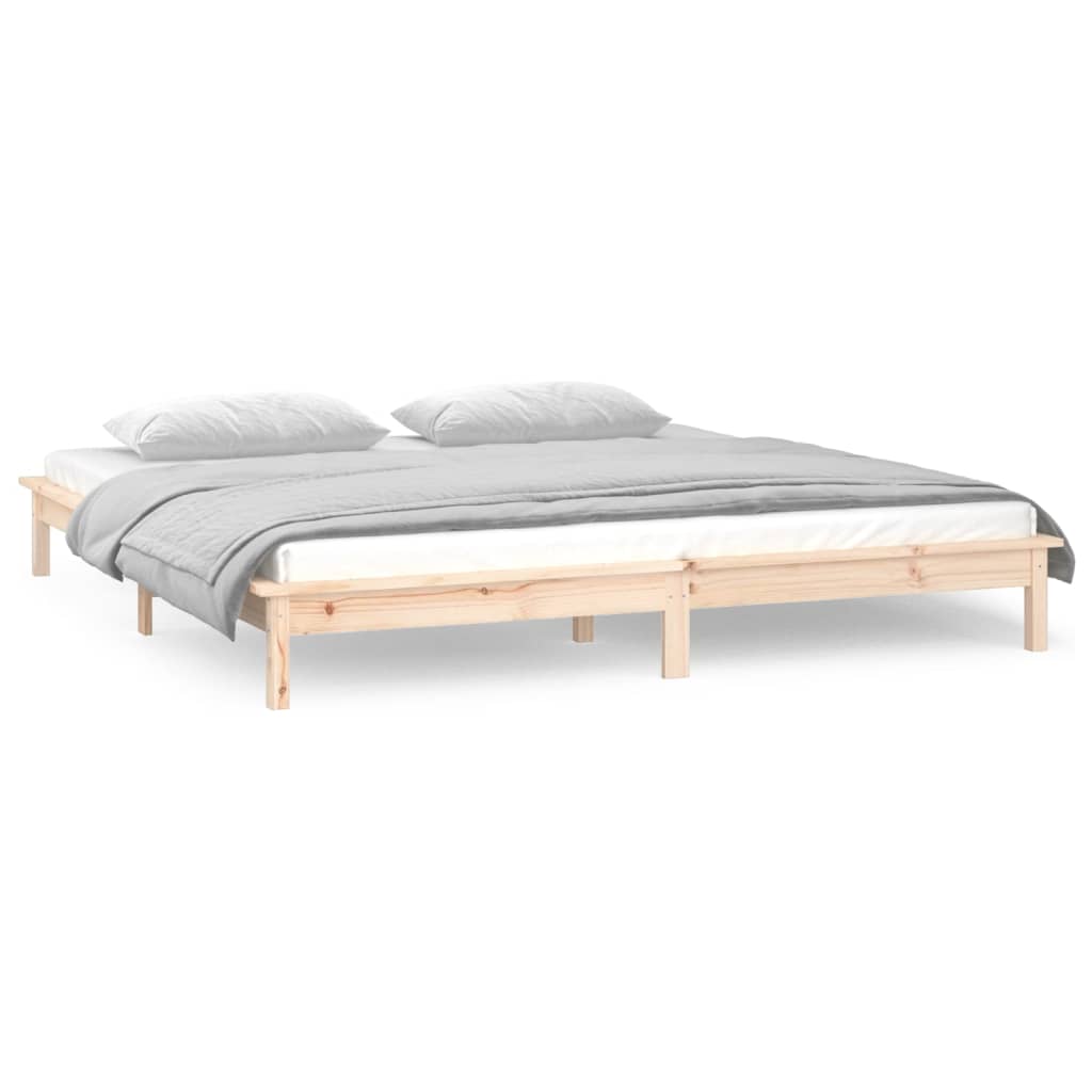 solid wood bed with LEDs 135x190 cm