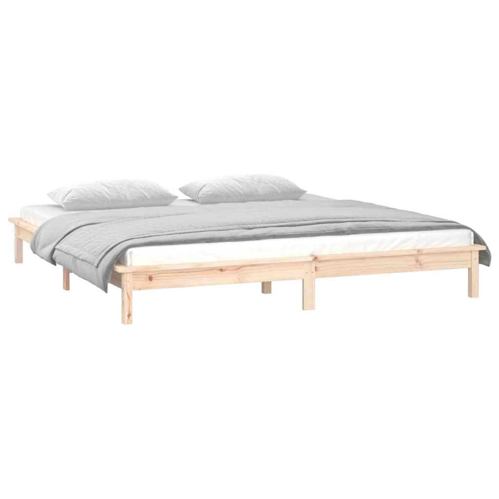 solid wood bed with LEDs 135x190 cm