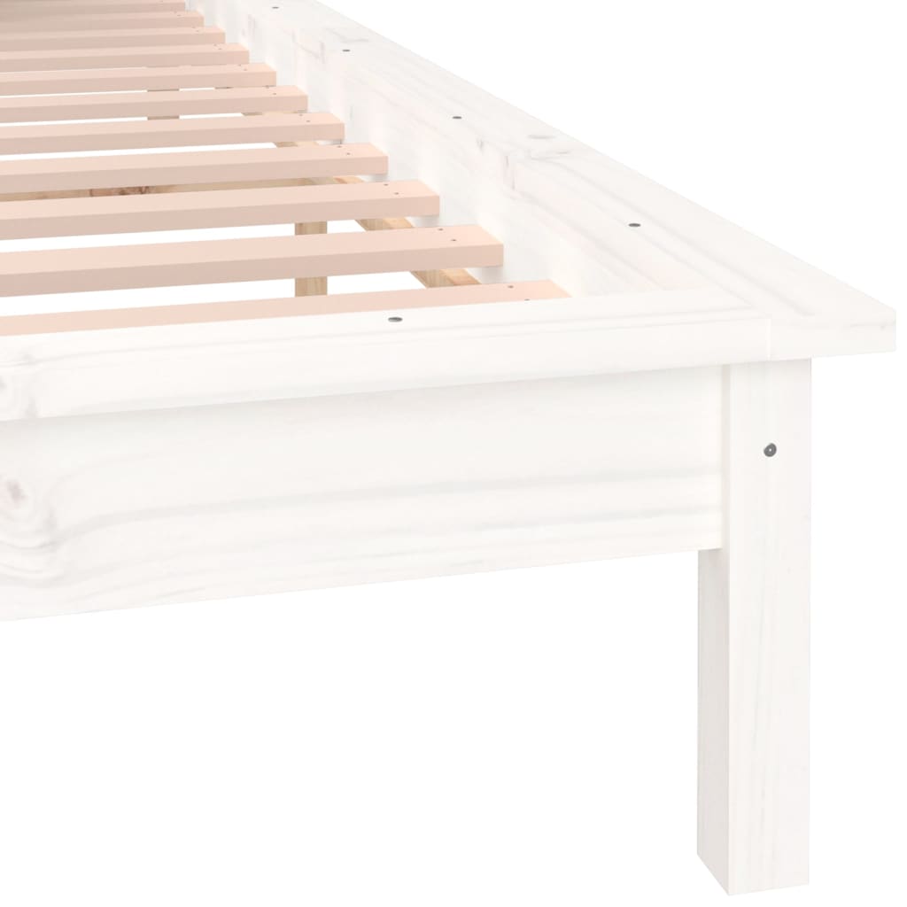 Solid wood bed with LEDs White 135x190 cm