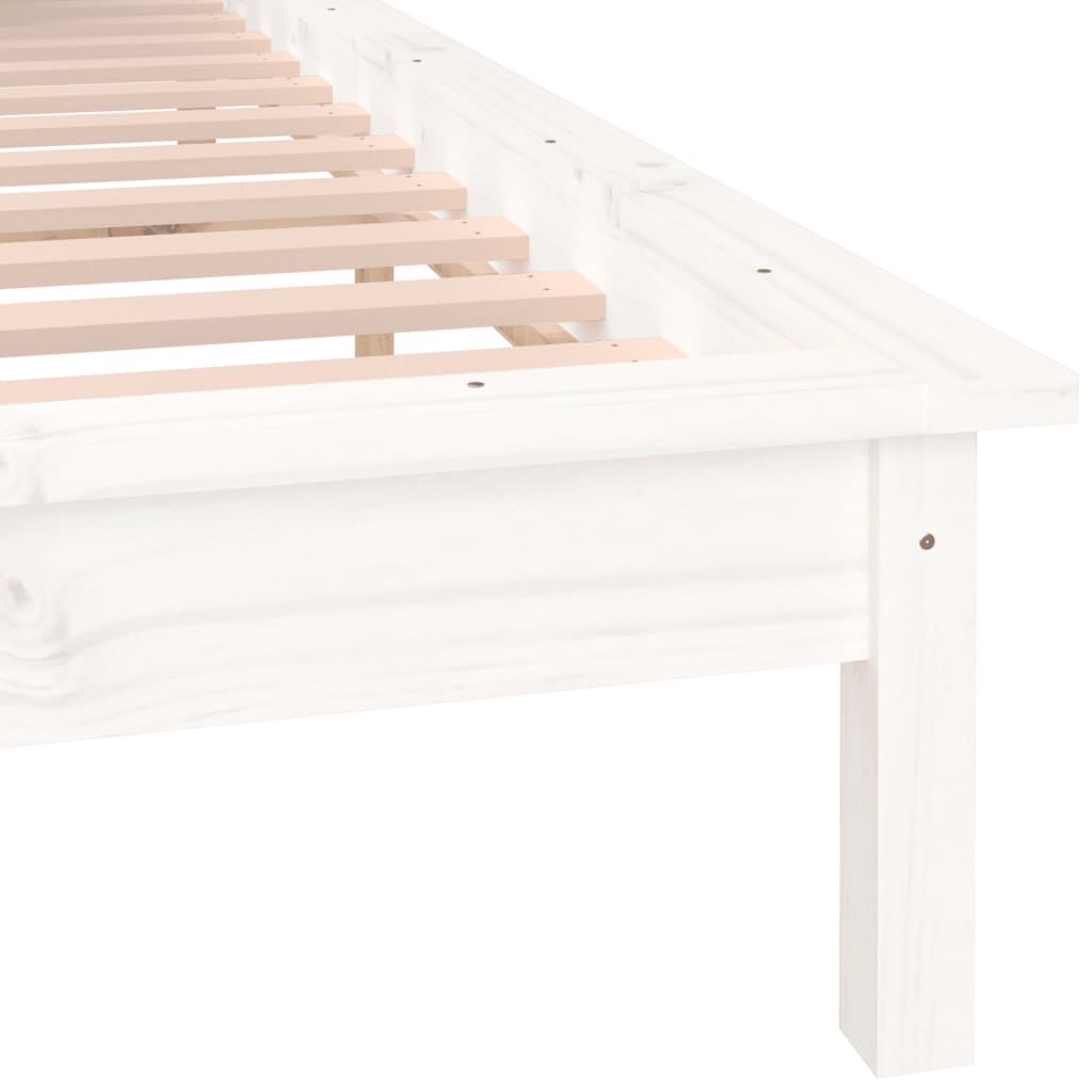 Solid wood bed with LEDs White 140x190 cm