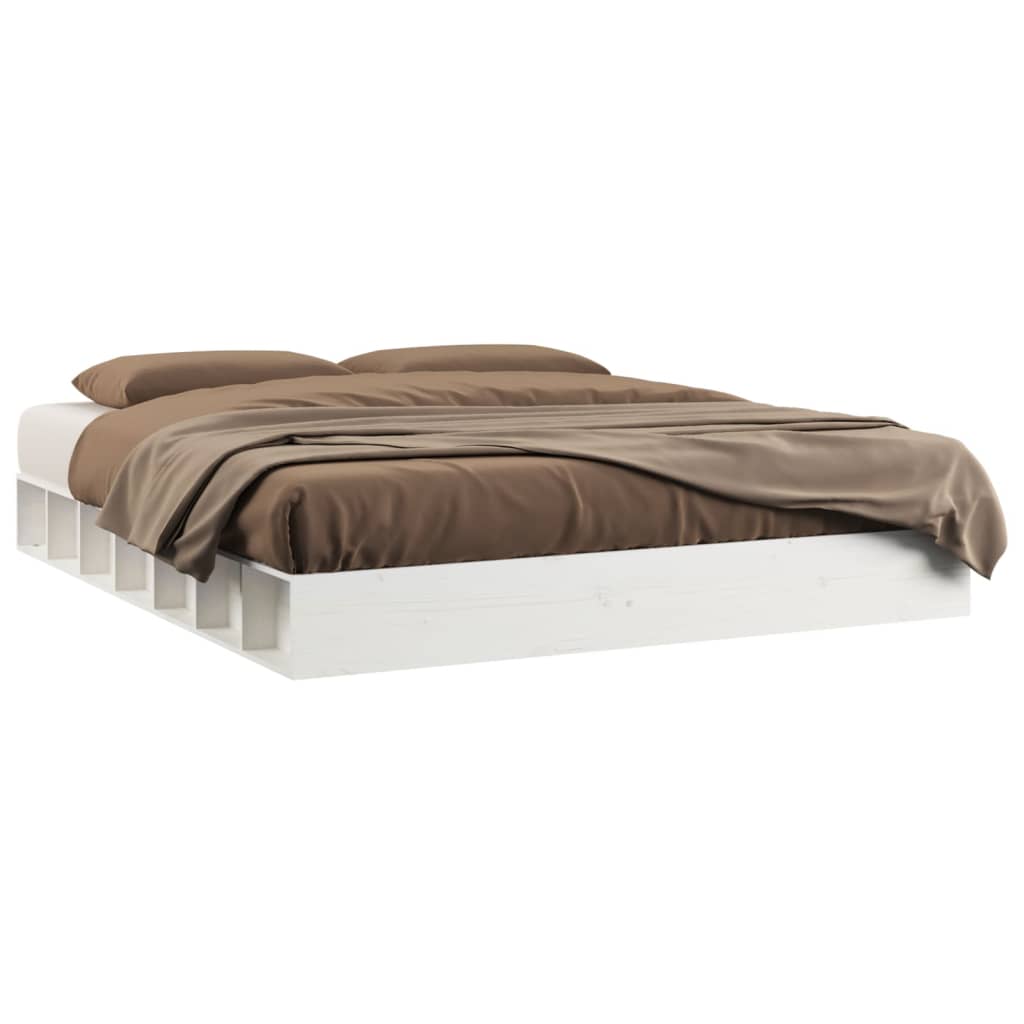 Solid Wood Bed White 200x200 cm