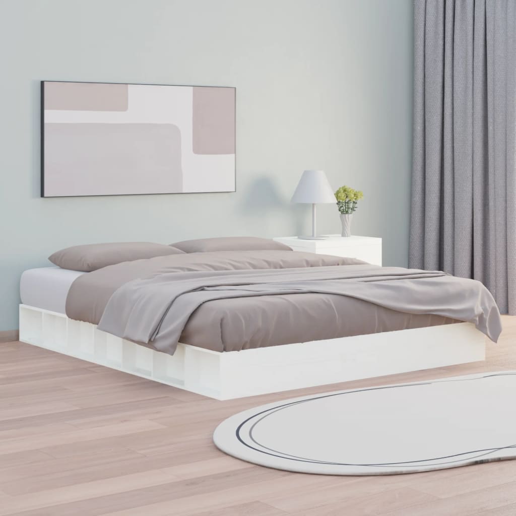 Solid Wood Bed White 200x200 cm