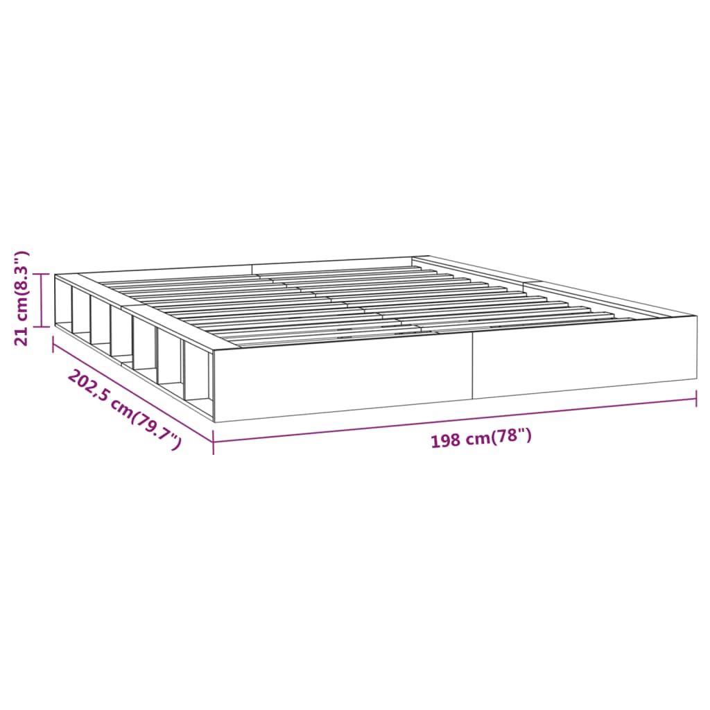 Solid Wood Bed White 180x200 cm