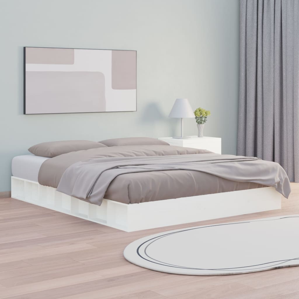 Solid Wood Bed White 160x200 cm