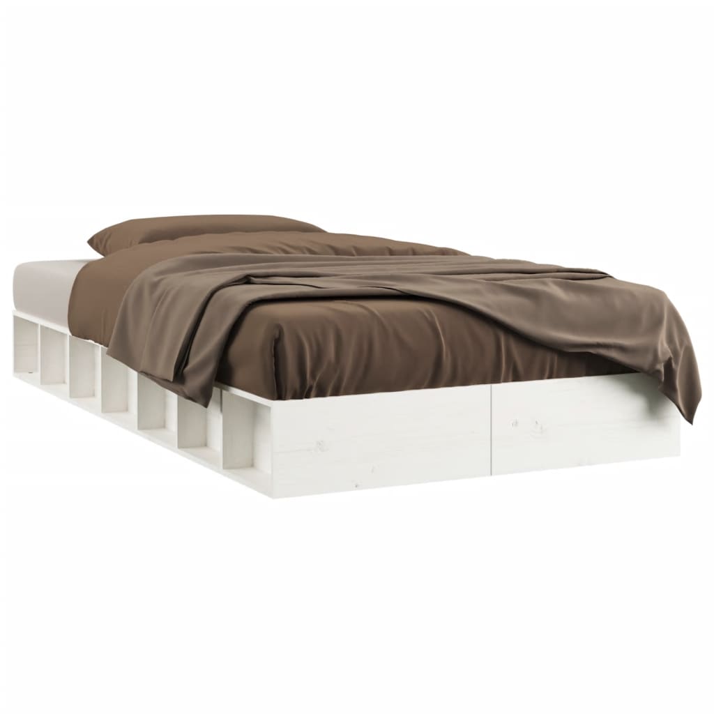 Solid Wood Bed White 100x200 cm