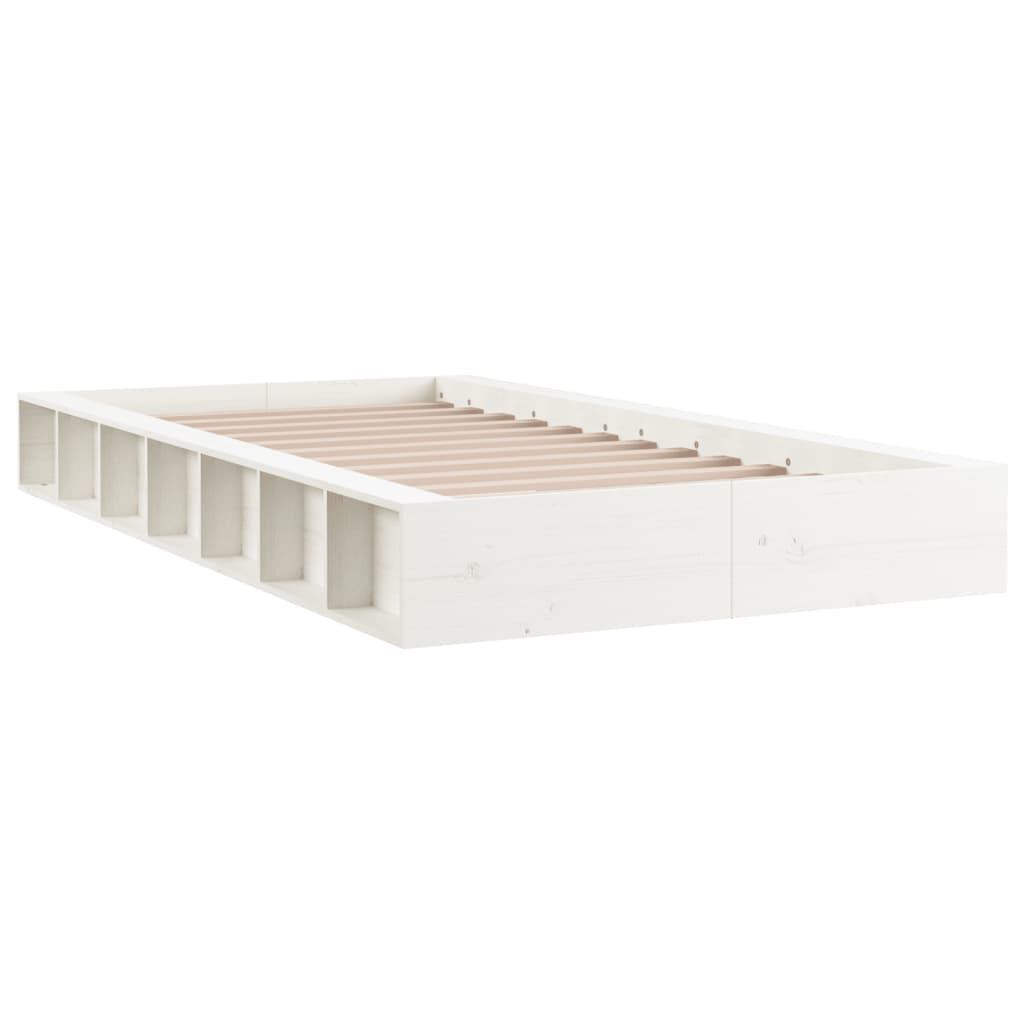 Solid Wood Bed White 100x200 cm