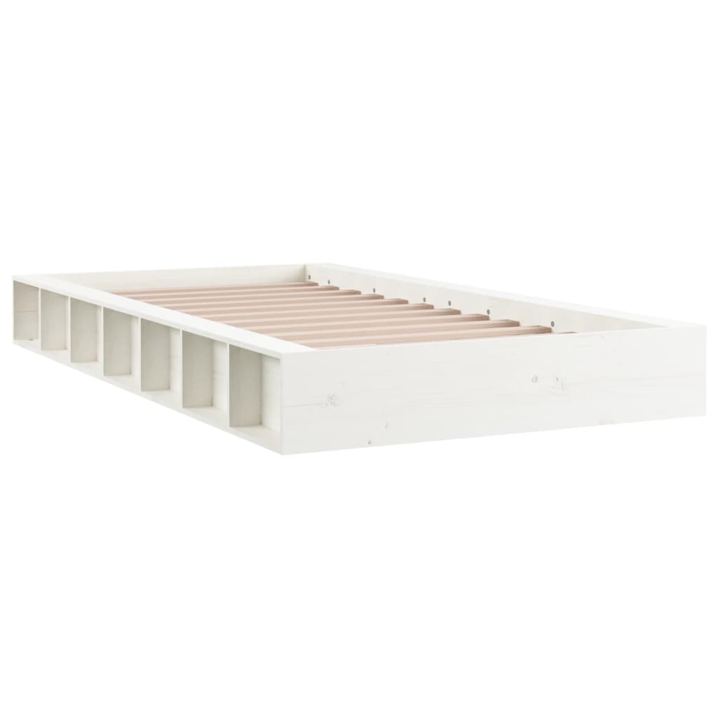 Solid Wood Bed White 90x200 cm