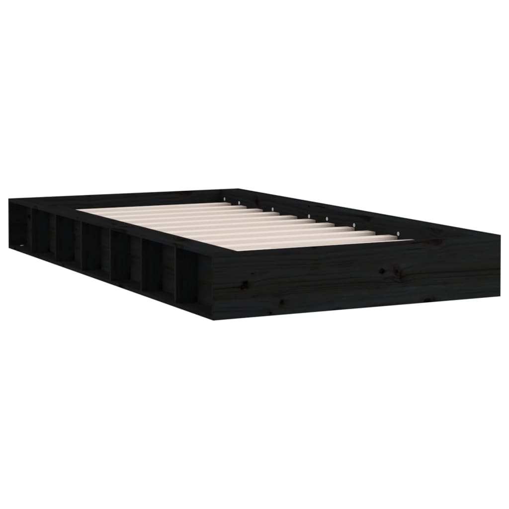 Solid Wood Bed Black 90x200 cm