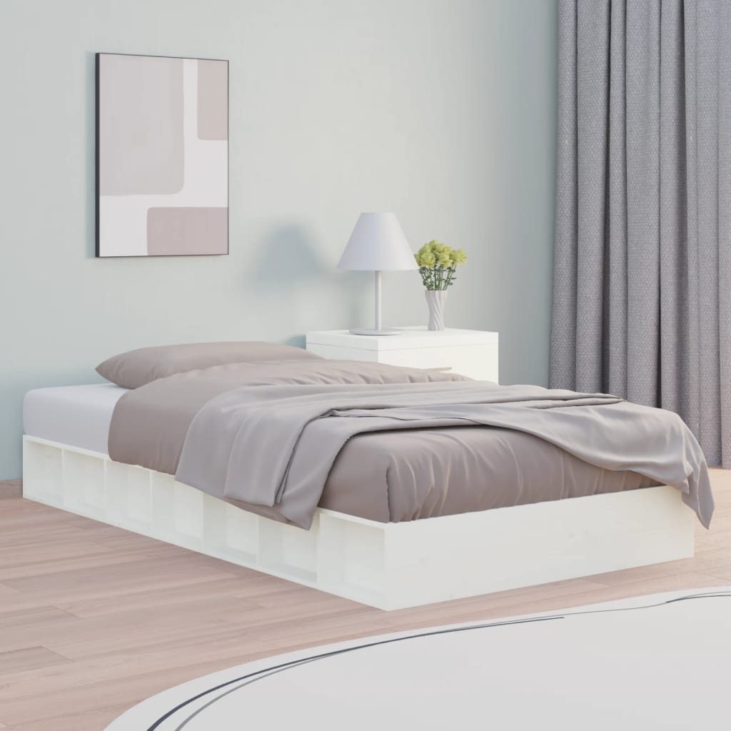 Solid Wood Bed White 75x190 cm