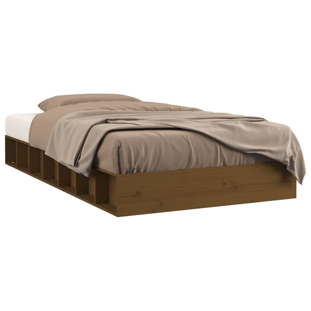 solid wood bed honey brown 75x190 cm