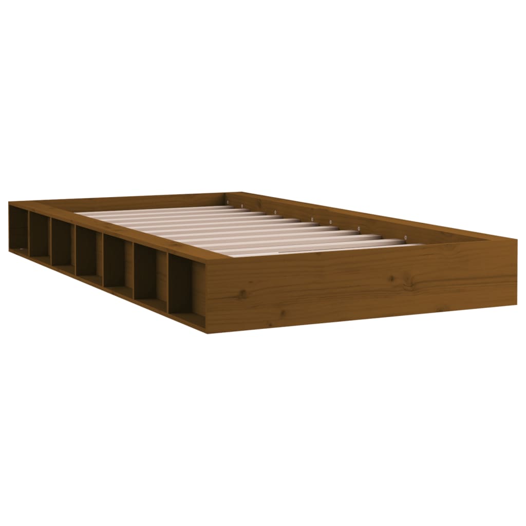 solid wood bed honey brown 75x190 cm