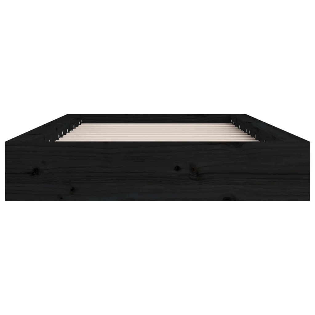 Solid Wood Bed Black 135x190 cm