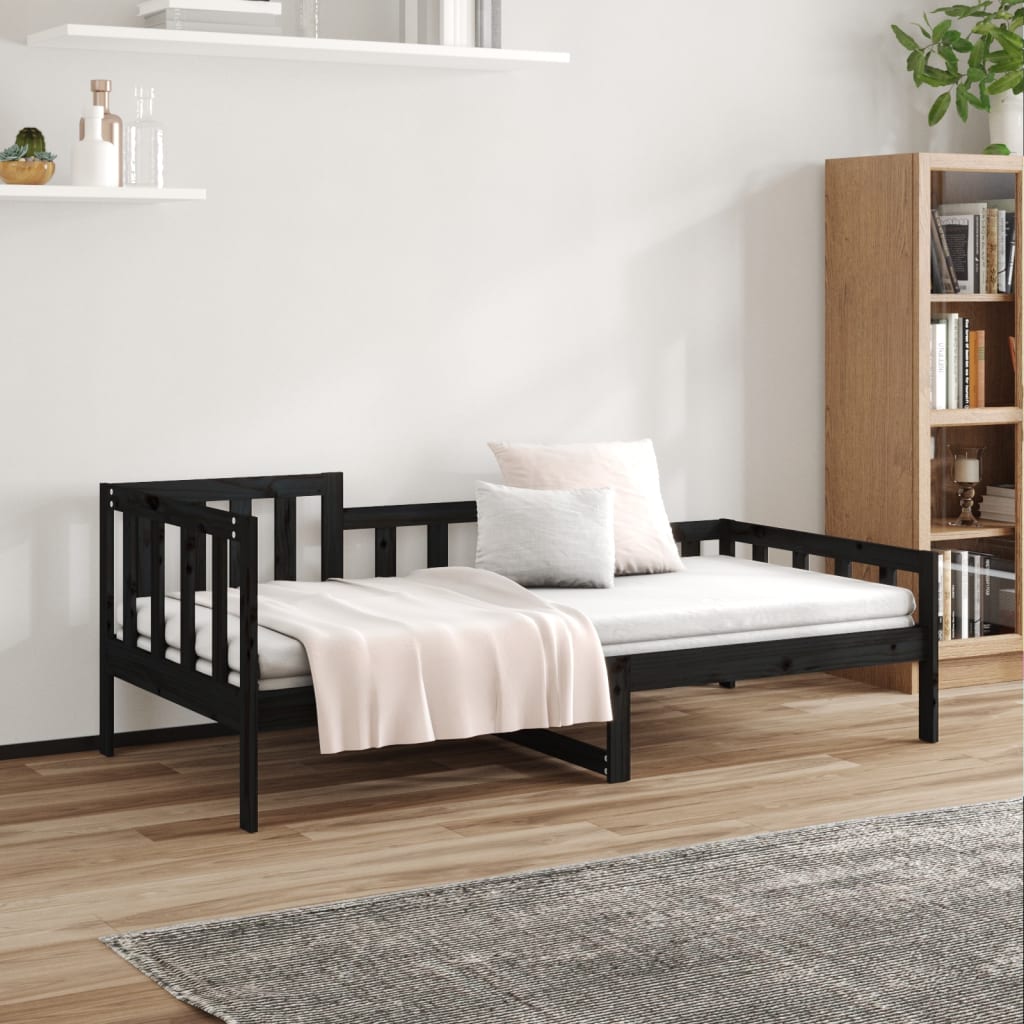 Daybed Black 90x200 cm Solid Pine