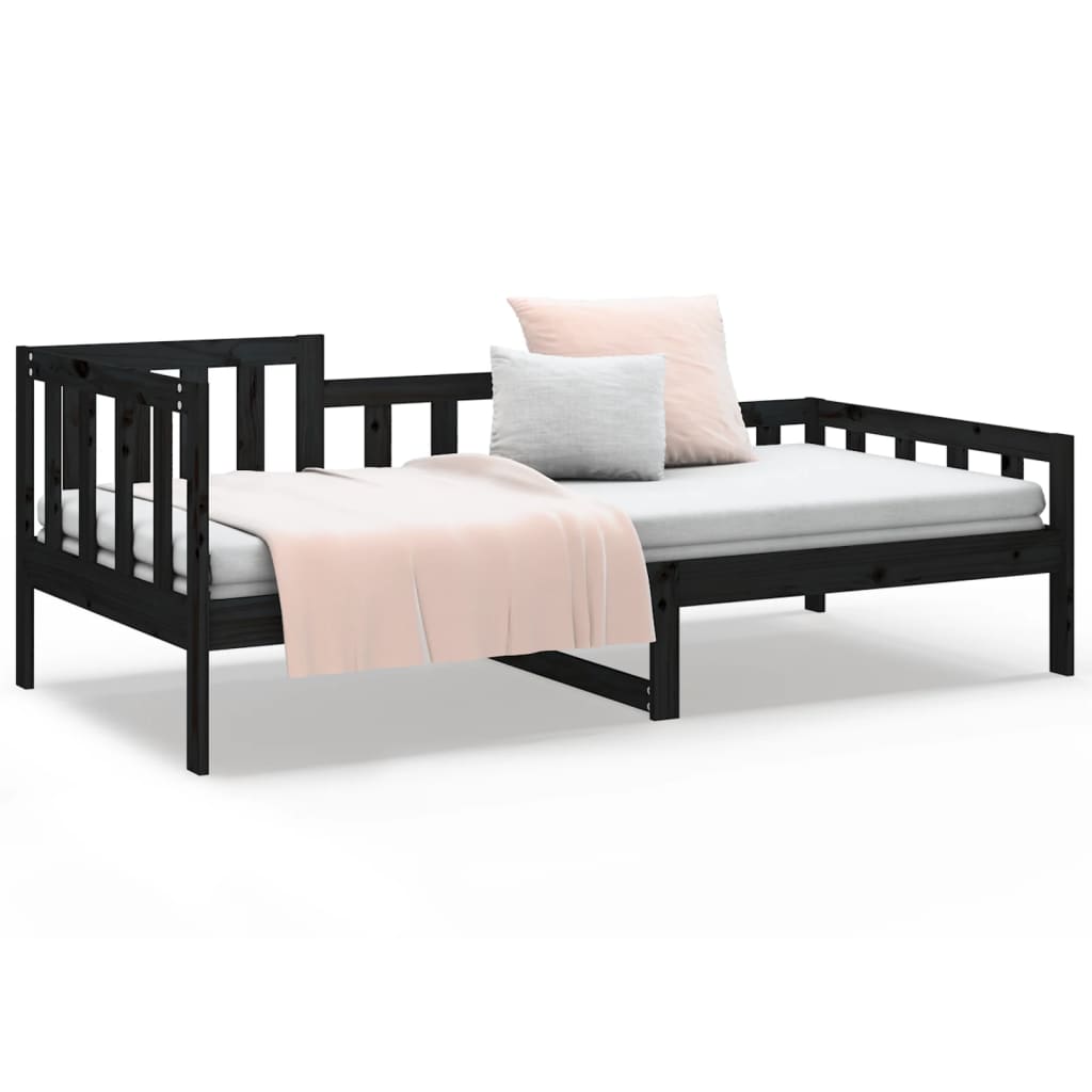 Daybed Black 90x200 cm Solid Pine