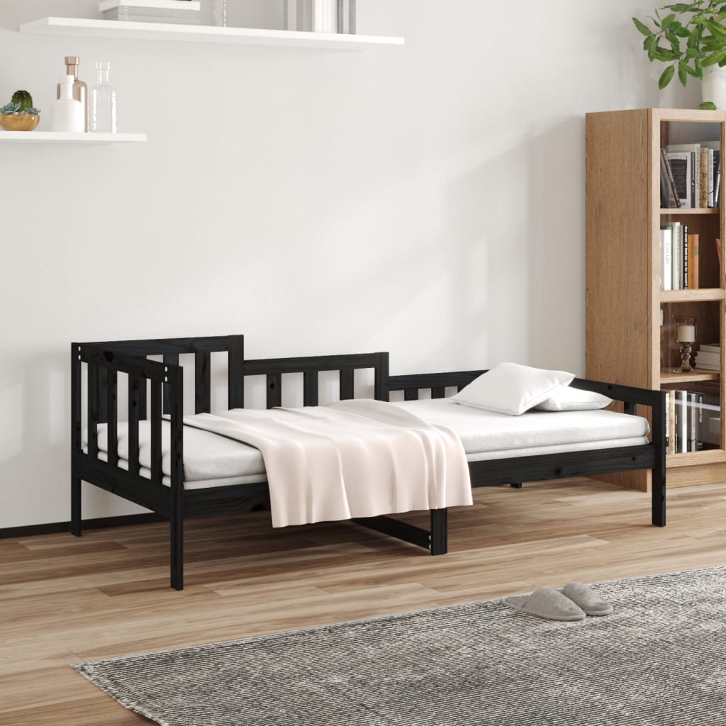 Daybed Black 90x200 cm Solid Pine