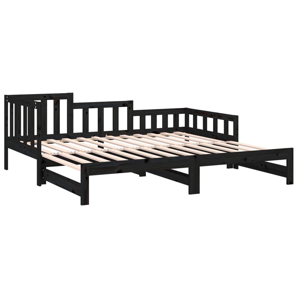 Daybed Extendable Black 2x(80x200) cm Solid Pine