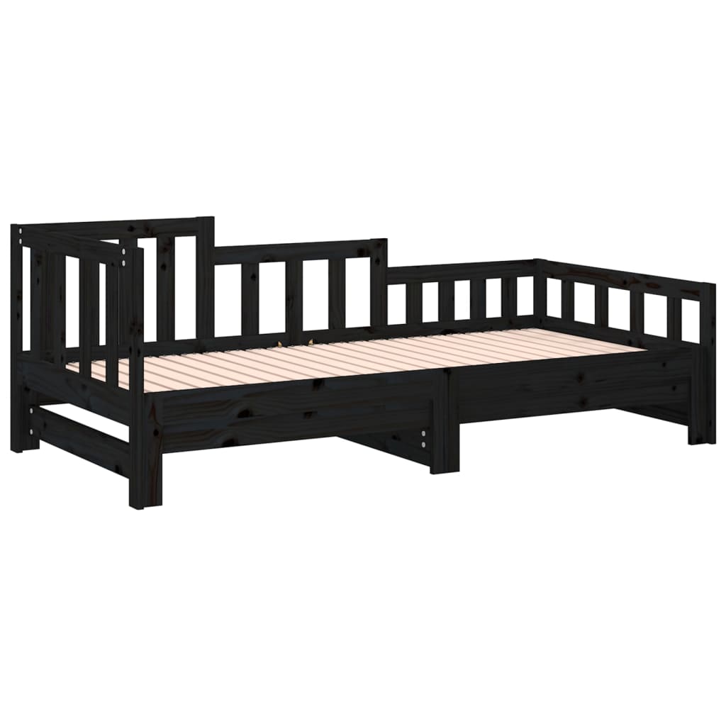 Daybed Extendable Black 2x(80x200) cm Solid Pine