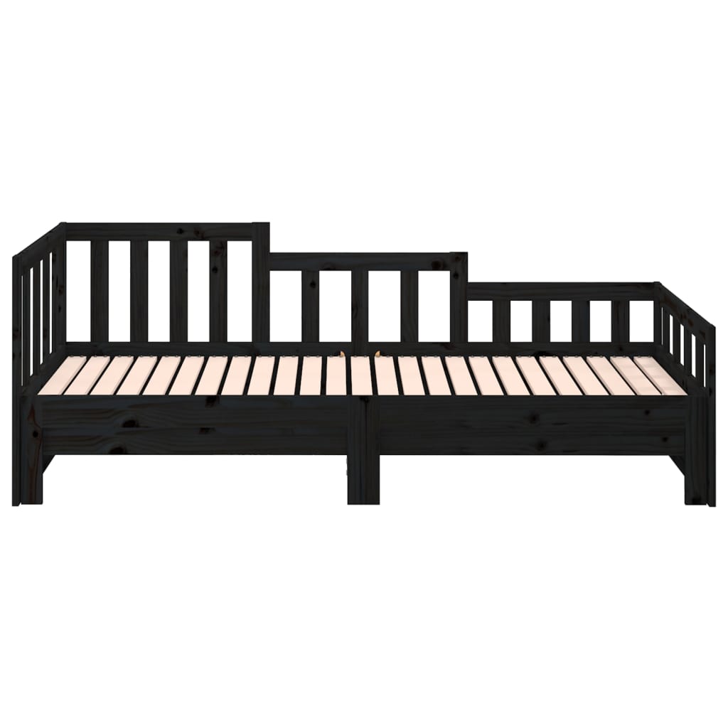 Daybed Extendable Black 2x(80x200) cm Solid Pine