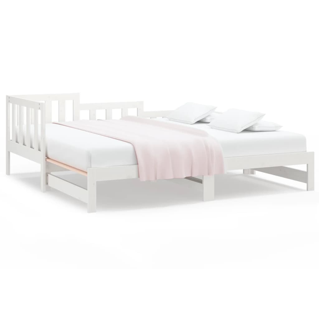 Daybed Extendable White 2x(90x190) cm Solid Pine Wood