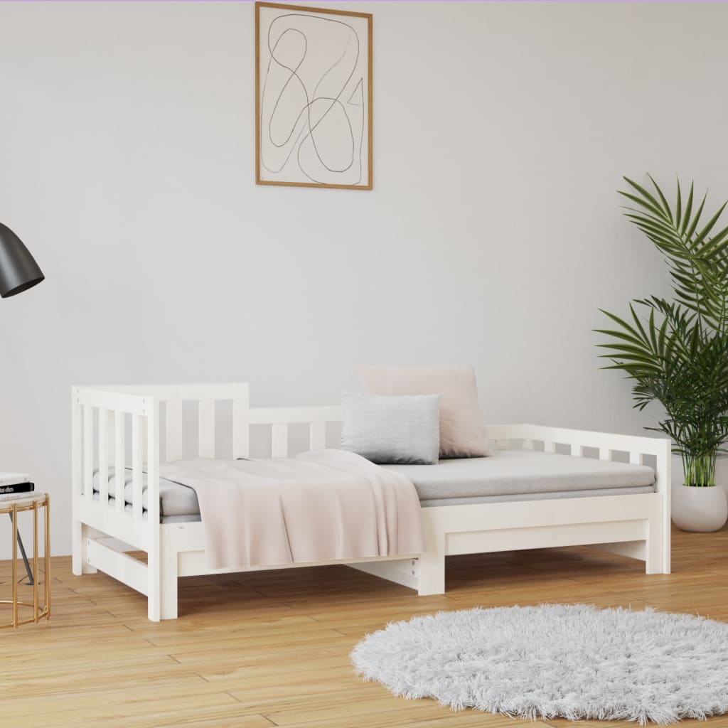 Daybed Extendable White 2x(90x190) cm Solid Pine Wood