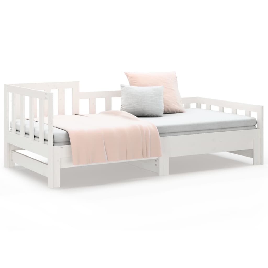 Daybed Extendable White 2x(90x190) cm Solid Pine Wood