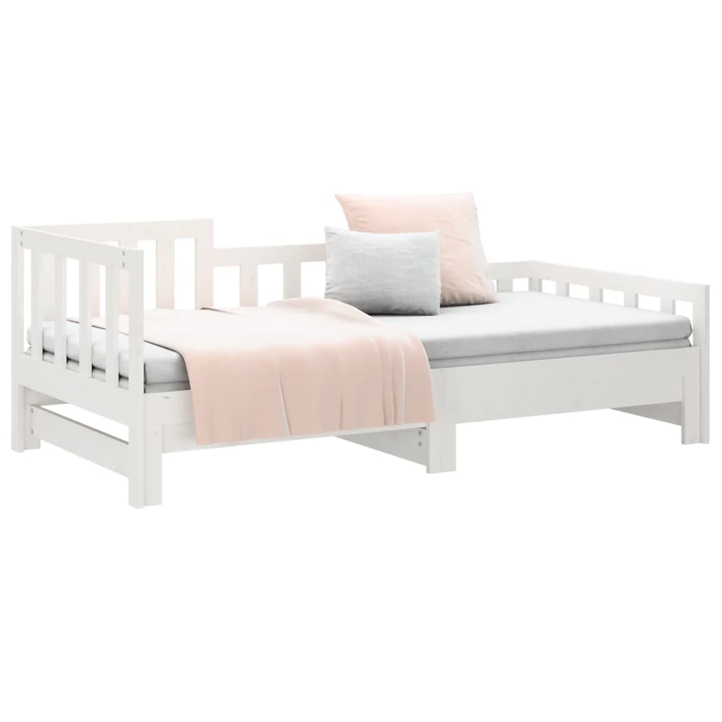 Daybed Extendable White 2x(90x190) cm Solid Pine Wood