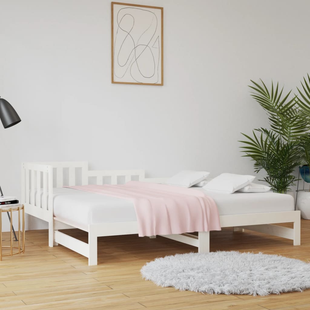 Daybed Extendable White 2x(90x190) cm Solid Pine Wood