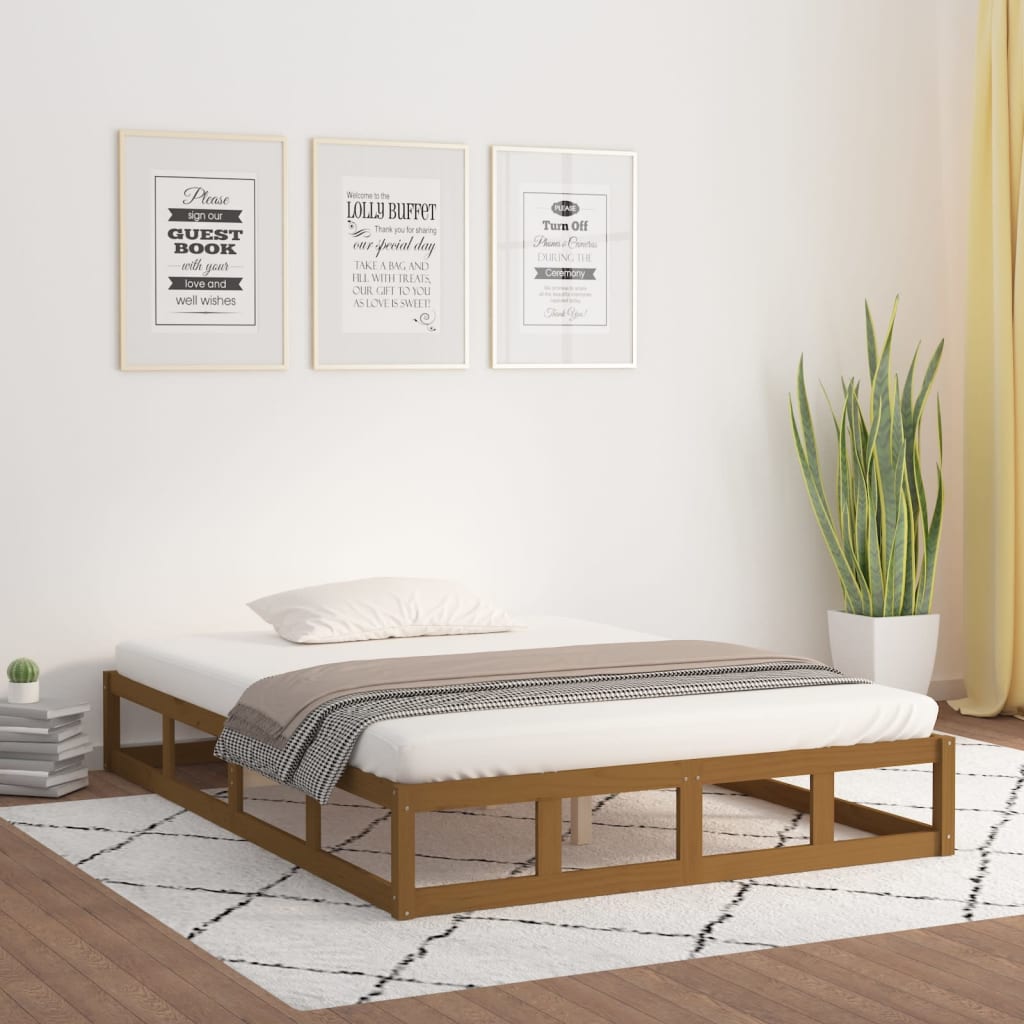 solid wood bed honey brown 120x200 cm