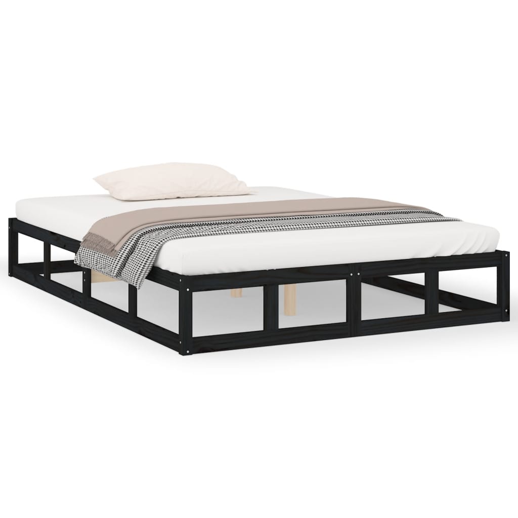 Solid wood bed black 120x200 cm