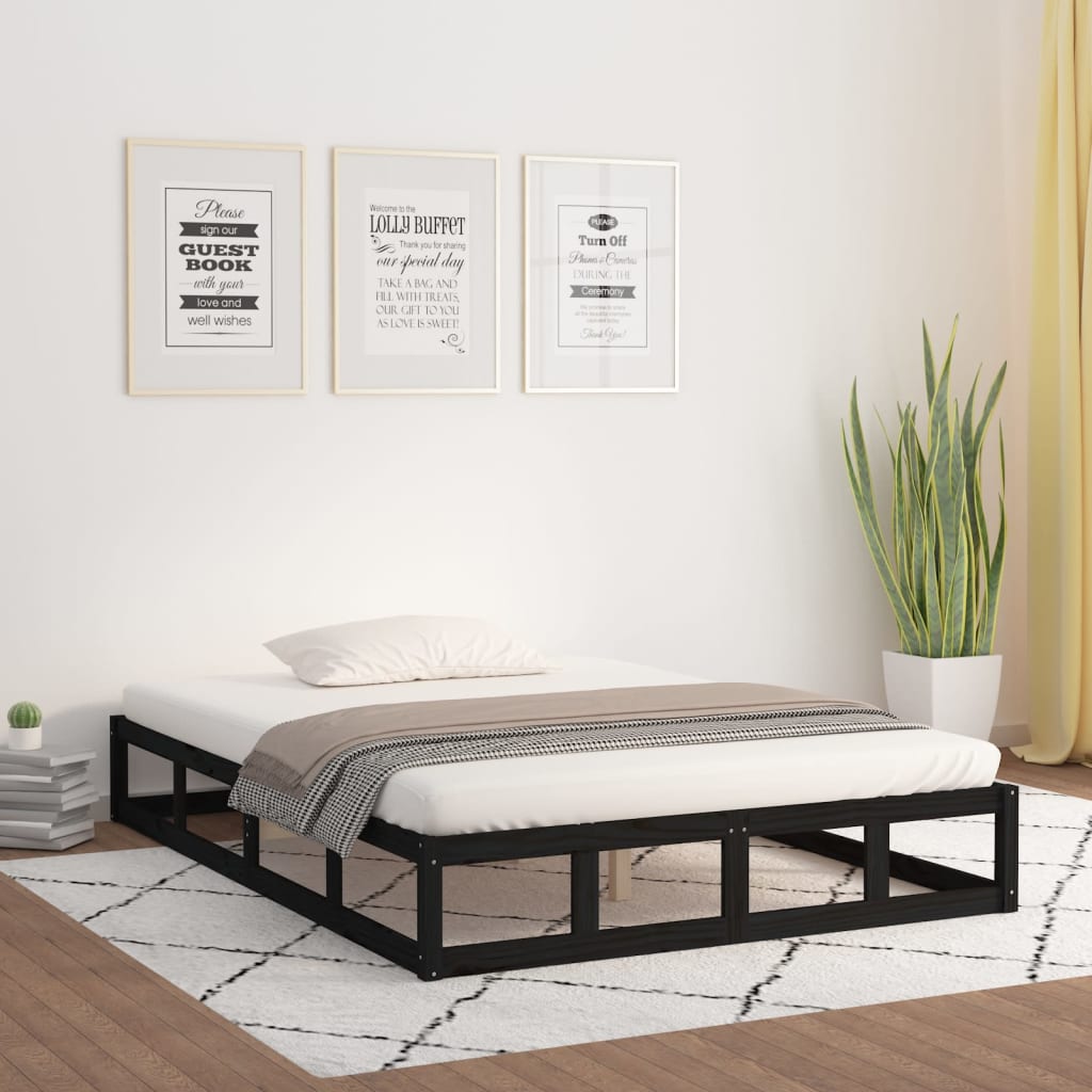 Solid wood bed black 120x200 cm