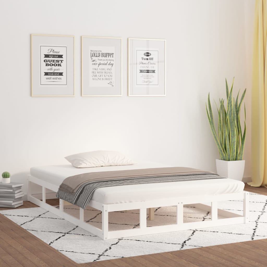 Solid Wood Bed White 140x200 cm