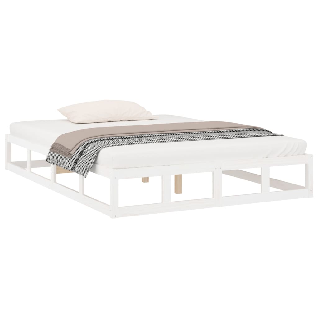 Solid Wood Bed White 160x200 cm