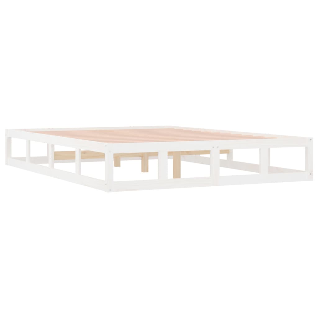 Solid Wood Bed White 160x200 cm