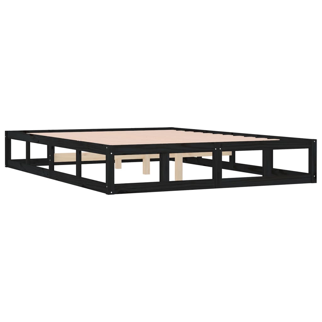 Solid Wood Bed Black 160x200 cm