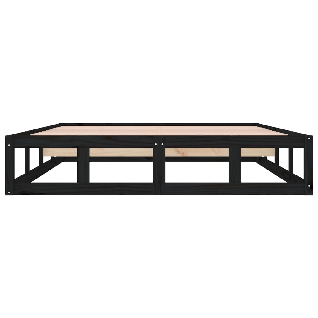 Solid Wood Bed Black 160x200 cm