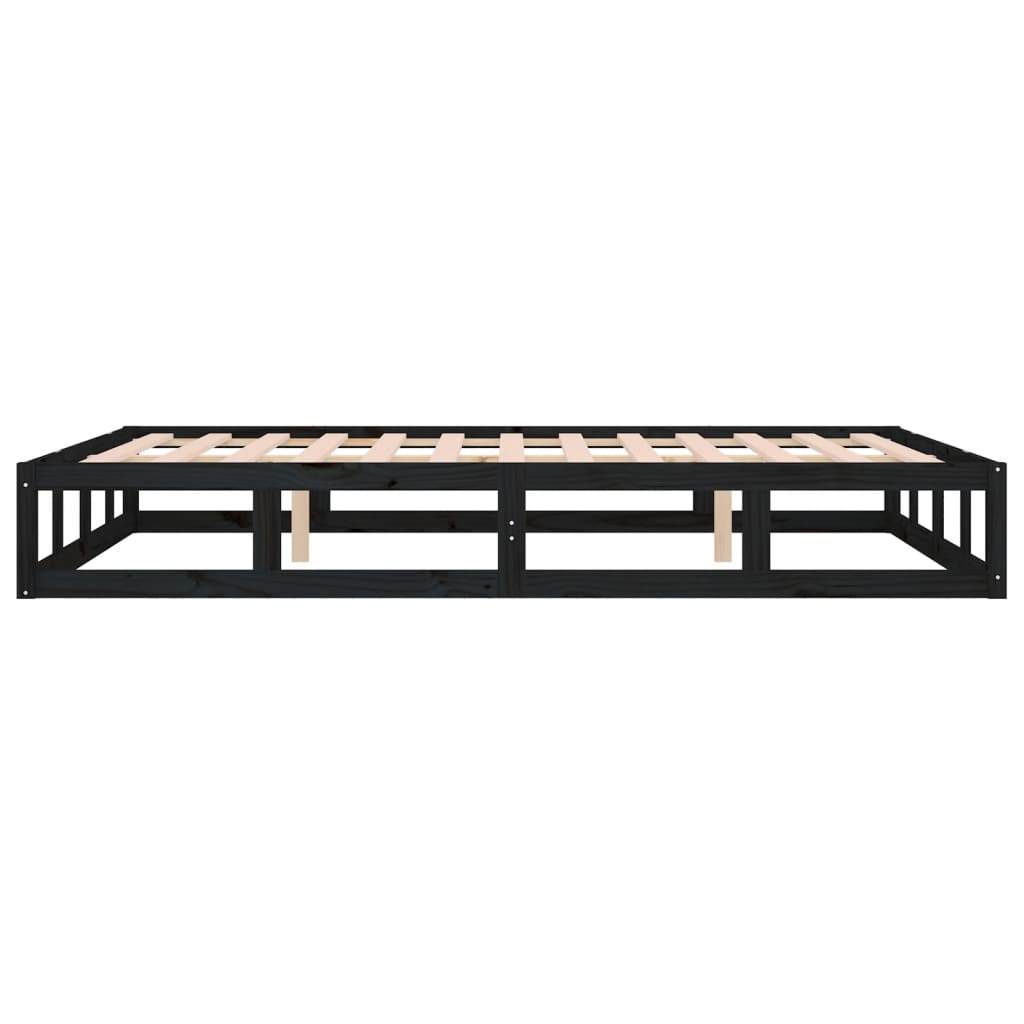 Solid Wood Bed Black 160x200 cm