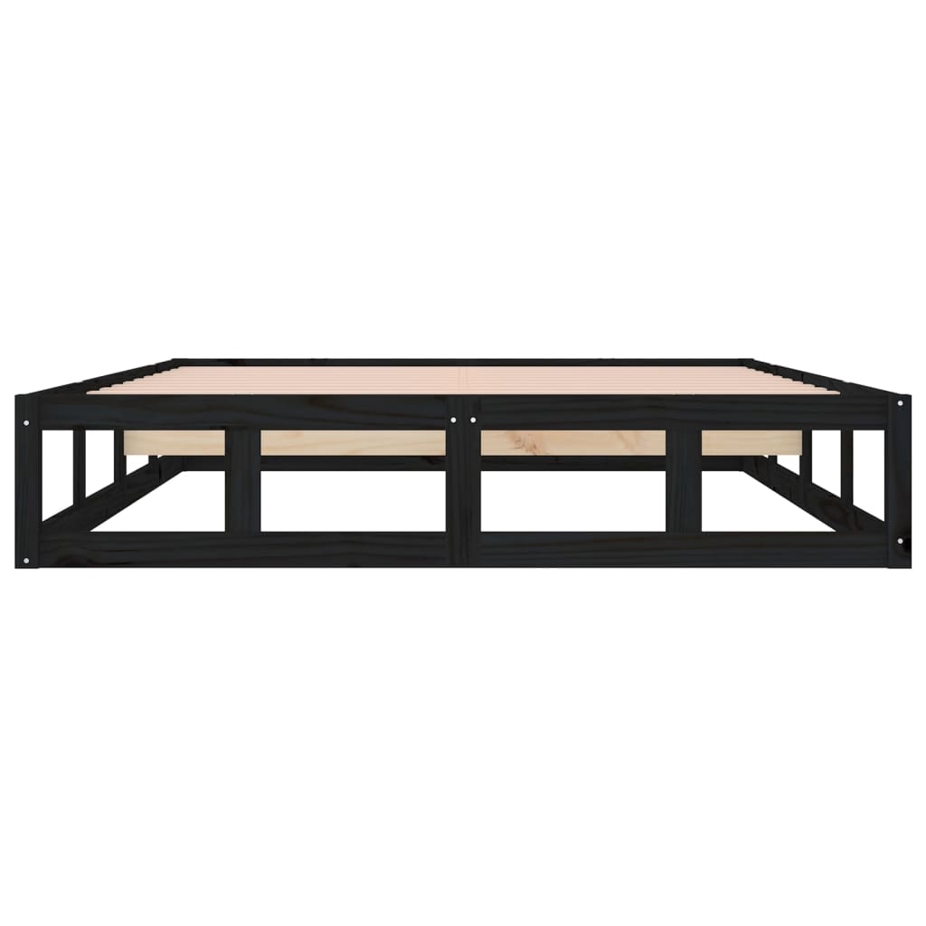 Solid wood bed black 180x200 cm