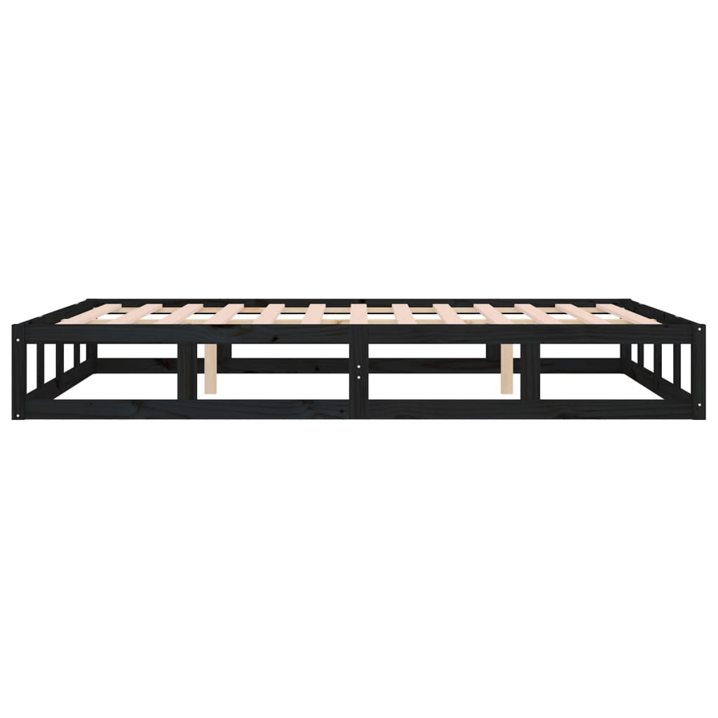 Solid wood bed black 180x200 cm