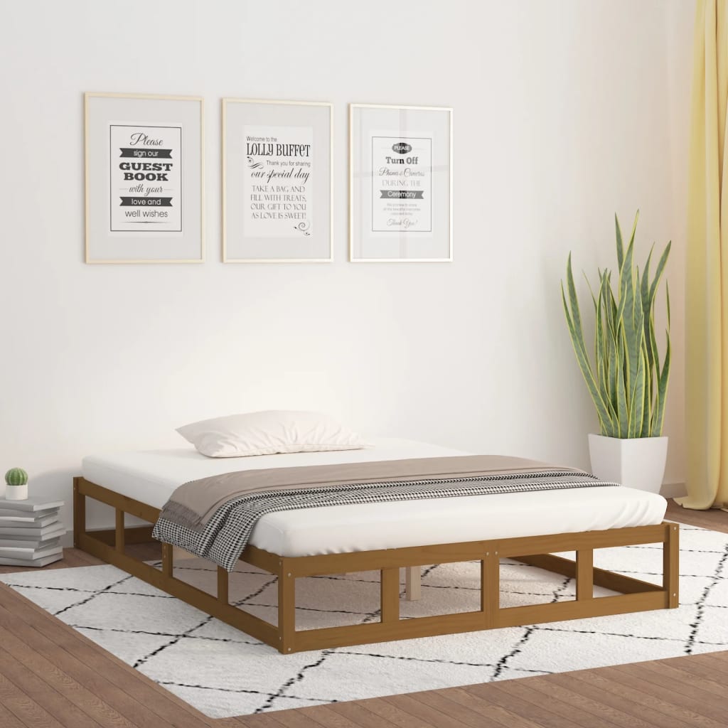 solid wood bed honey brown 200x200 cm