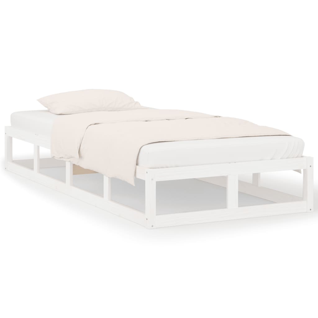 Solid Wood Bed White 75x190 cm