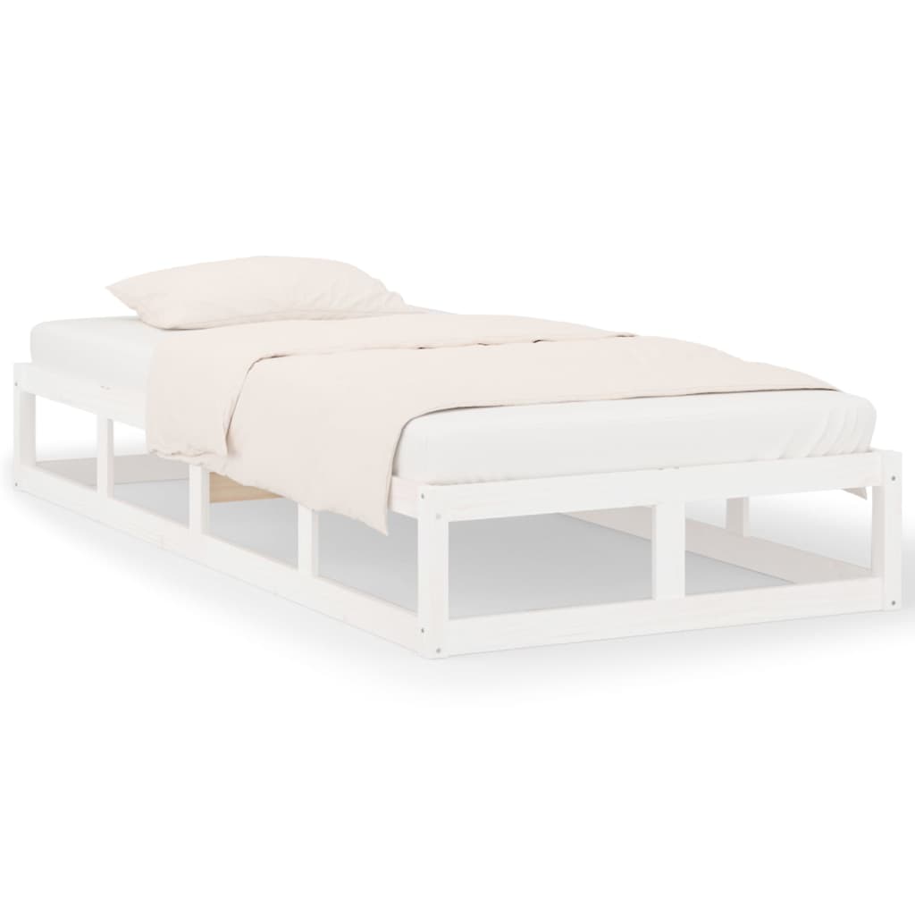 Solid Wood Bed White 90x190 cm