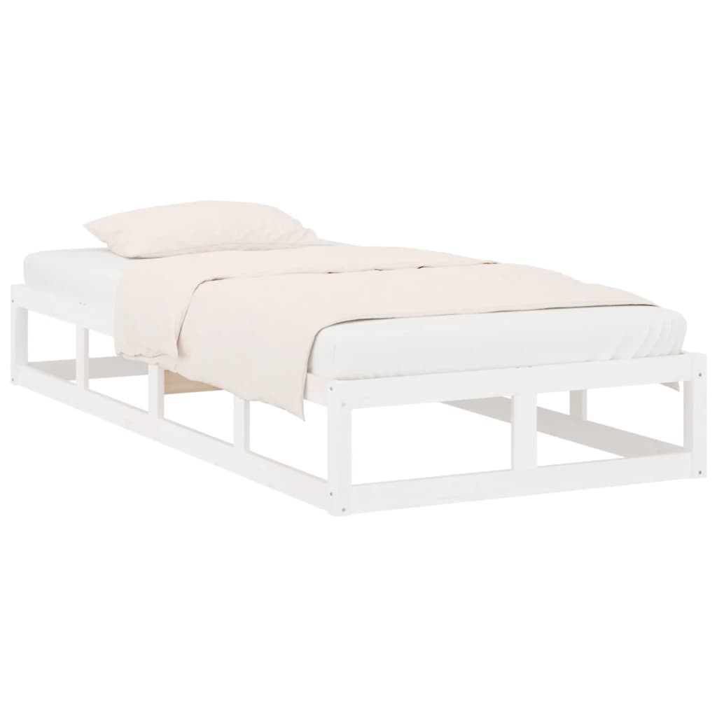 Solid Wood Bed White 90x190 cm