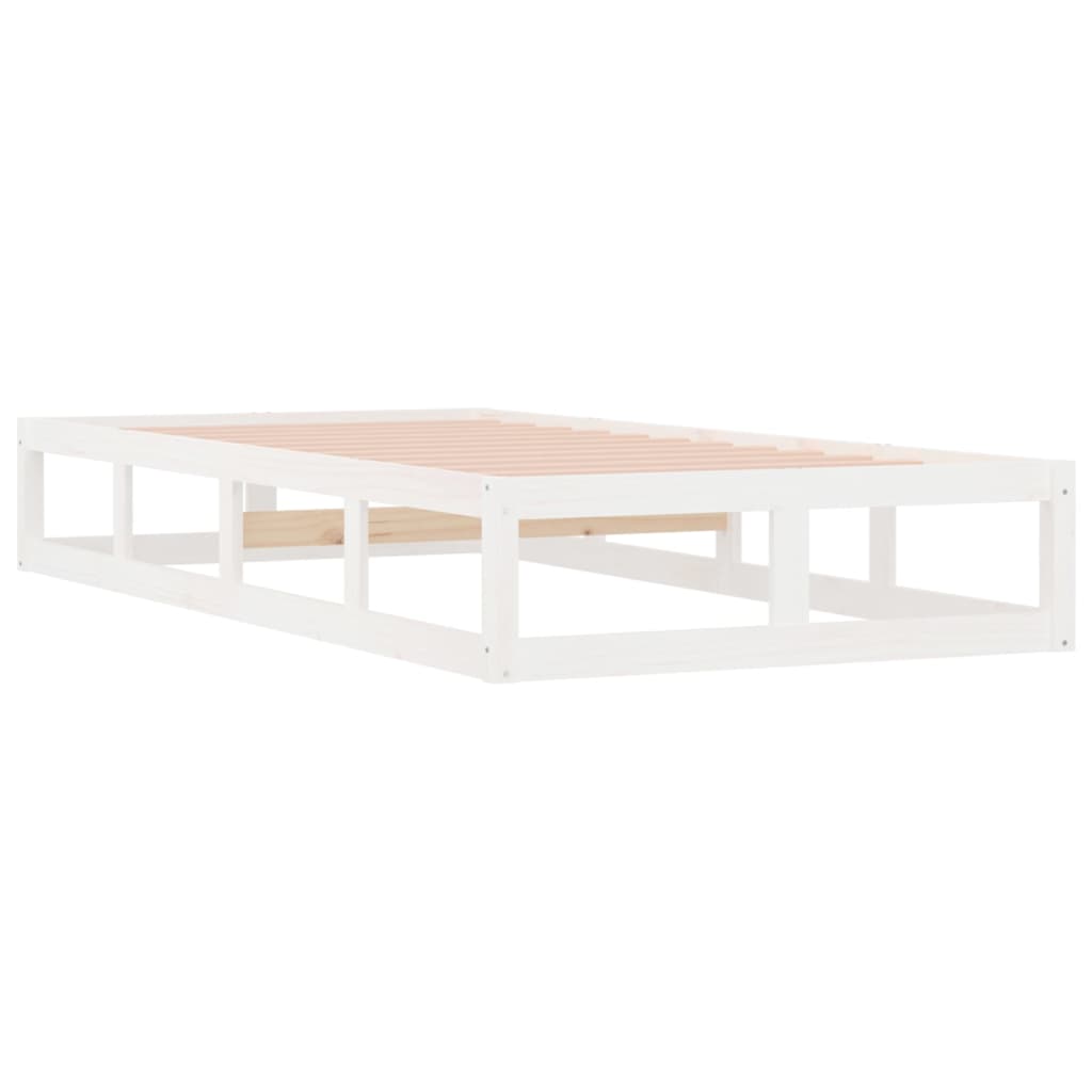 Solid Wood Bed White 90x190 cm