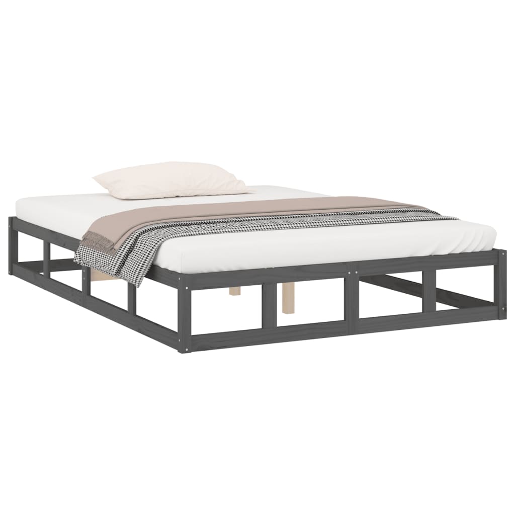 Solid wood bed gray 120x190 cm