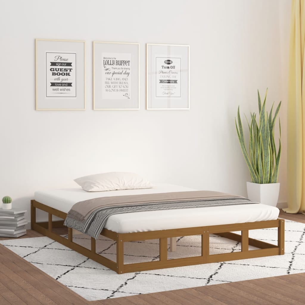 Solid wood bed honey brown 120x190 cm