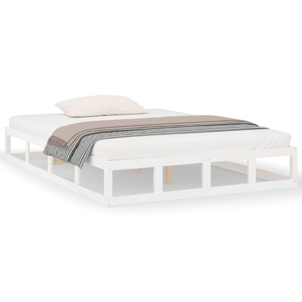 Solid Wood Bed White 135x190 cm