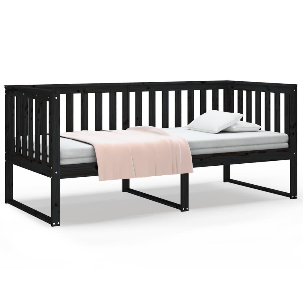 Daybed Black 90x190 cm Solid Pine