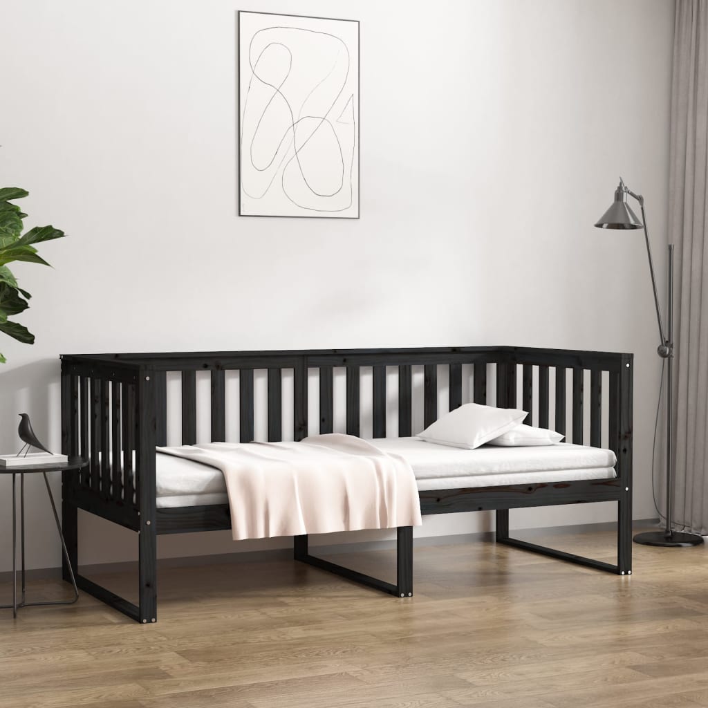 Daybed Black 90x190 cm Solid Pine